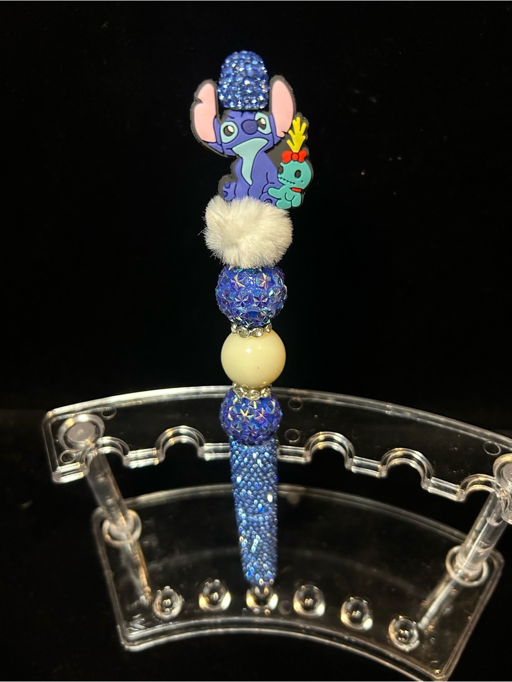 Blue Stitch Character Beaded Pen